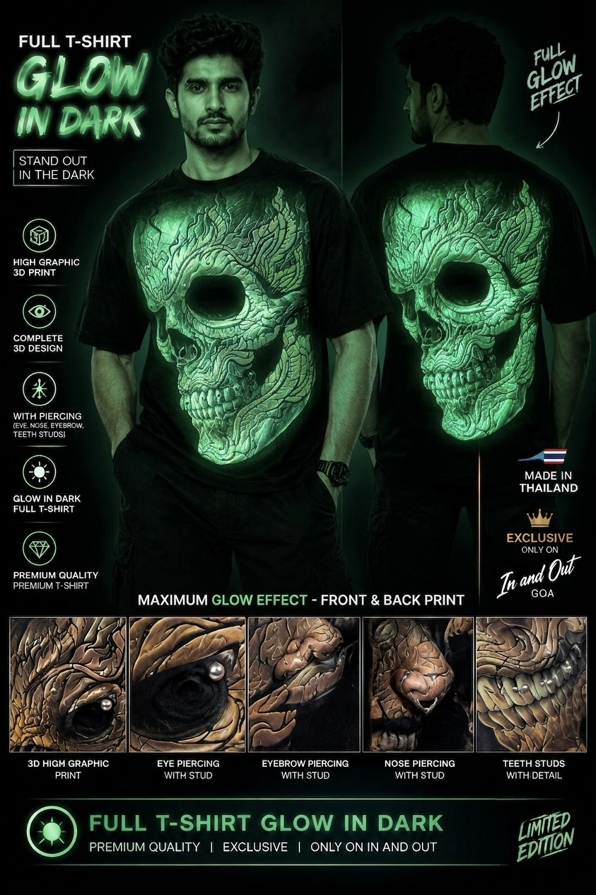 💀✨ Realistic 3D Skull – Glow in the Dark T-Shirt ✨💀 — view 4 of 4