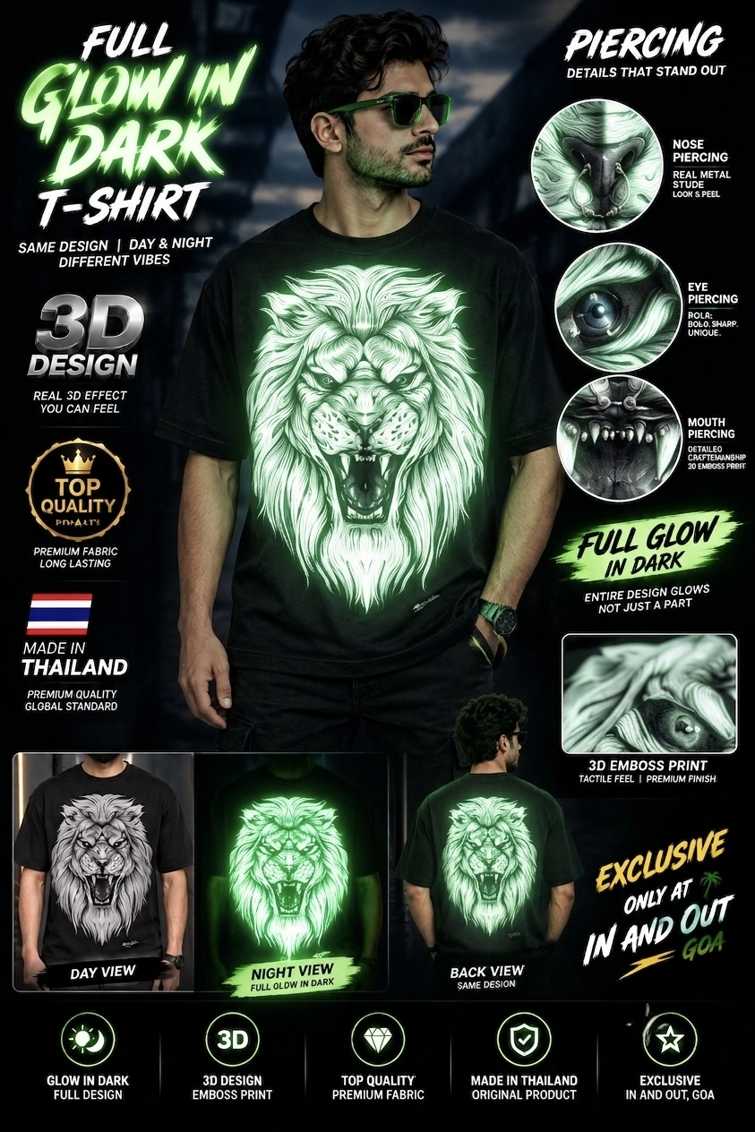 🦁 3D Roar Lion: Touch, Feel & Full Glow T-Shirt! 🌟 — view 4 of 4